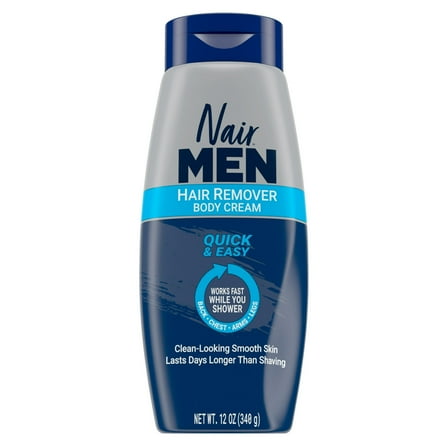 Nair Men Body Cream Hair Remover, Body Hair Removal Cream, 12 oz (2 pack)