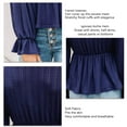 thumbnail image 5 of Long Sleeve Top V Neck Flared Sleeves Ruffle Hem Loose Fit Breathable Women Blouse for Fall Winter Navy Blue L, 5 of 6