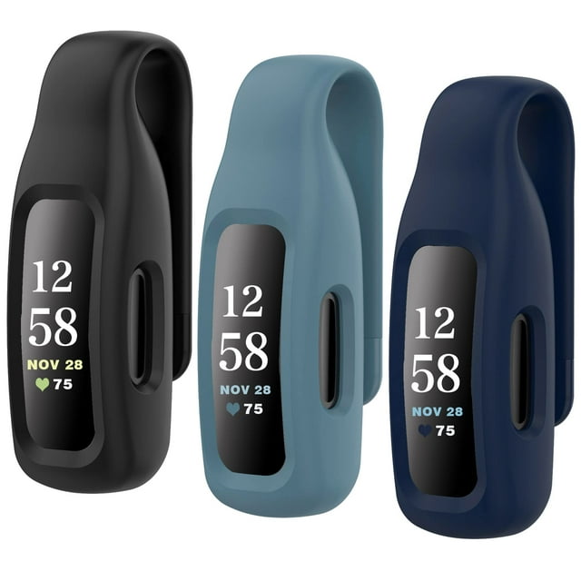 Hswai Paquete De 3 Clips De Repuesto Para Fitbit Inspire 2/Fitbit Inspire 3 Clip De Silicona Suave Y Cómodo Accesorio De Soporte De Protección 360 Compatible Con Fibit Inspire 2/3 (Negro/Azul Marino/P