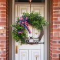 thumbnail image 4 of Clearance! 15.75In Patriotic Fabric Front Door Wreath With Metal Star Bow Holiday Decor Seasonal Home for 4th Of July Memorial Day Veterans Day Front Door Porch Wall Mantel Entryway Home Party Decor, 4 of 6
