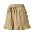thumbnail image 6 of JJHGVB Womens Linen Shorts Womens Linen Shorts for Women Linen Shorts Dress Shorts for Women Below the Knee Beach Cropped Trousers Wide Leg Shorts for Women Pure Color Shorts Khaki S, 6 of 6