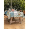 thumbnail image 2 of Outdoor Tablecloth with Umbrella Hole and Zipper, Teal Brown Beach Coastal Rectangle Table Cloth 52x70 Inch Waterproof Tablecloth, Summer Nautical Coral Shell Botanical Vintage Picnic Table Cover, 2 of 7