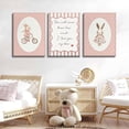 thumbnail image 4 of 3Pcs Bunny Nursery Canvas Wall Art Pink Baby Girl Nursery Wall Decor Pictures Cute Rabbit Posters Prints for Toddler Girl Room Playroom Bedroom Home Decoration 12x16in, 4 of 7