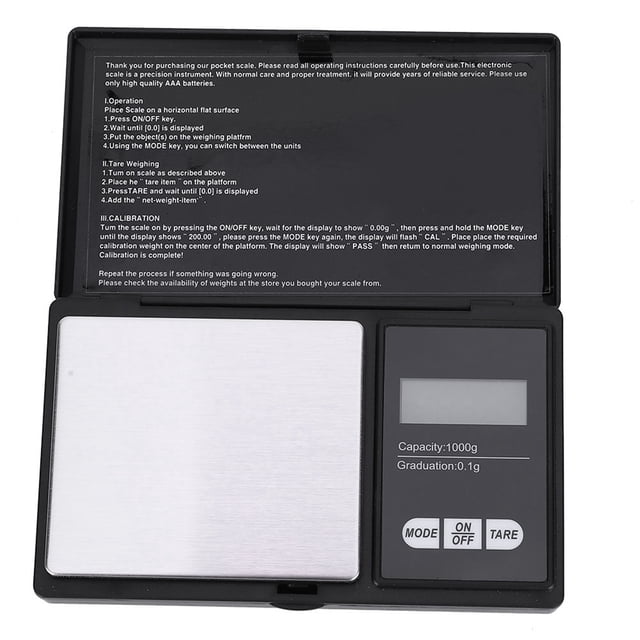 Mini báscula digital portátil de bolsillo con LED de alta precisión para joyas de oro, plata y diamantes (1000 g/0,1 g)