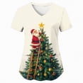 thumbnail image 4 of Towmus Christmas Scrub Tops Woman V Neck Funny Graphic Pattern Short Sleeve Nursing Tops Xmas Holiday Print Fashion Top with Pockets S-3XL, 4 of 5