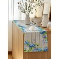 thumbnail image 5 of Table Runner 70 Inches Long for Kitchen Dining, Blue Hydrangea Dresser Scarf Farmhouse, Dining Table Decorations for Wedding/Parties, Rustic Wooden Butterfly Spring Floral 13 x 70 In, 5 of 8