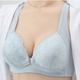 thumbnail image 2 of ATOYSOY Everyday Bra Wireless Nursing Front Closure Button Breathable Push Up Underwear Workout Lace Lightly Thin Girls Teens Floral Smoothing Comfort Bra Blue, 2 of 4