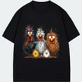thumbnail image 3 of Crewneck T Shirt Black Colorful Rooster And Chicken Family Print Casual Wear For Men Women Unisex Streetwear Fashion Top, 3 of 4
