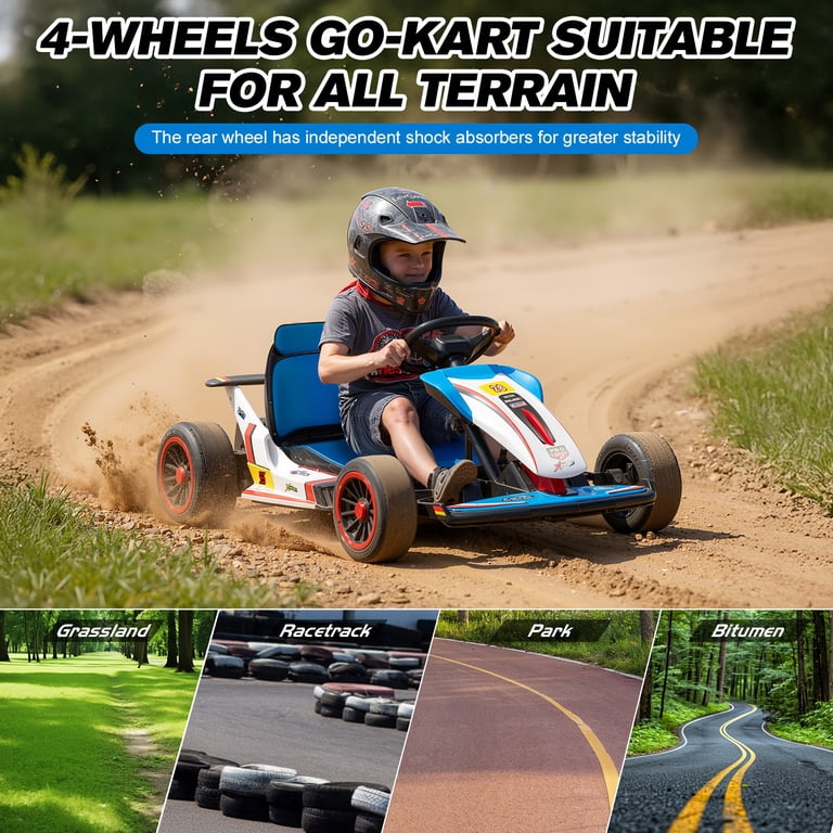 Mukidy 24V Go Kart Ride on Toys Electric Go Kart for Boys Girls