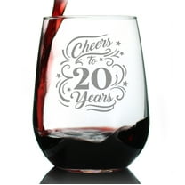 Bevvee Stemless Wine Glass 17 oz Cheers 20 Years Anniversary Gifts Wine Glasses