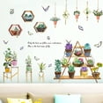 thumbnail image 3 of Pegatinas de pared de bonsái con colgante de plantas verdes suculentas, calcomanías de papel tapiz de mariposa con flores en maceta extraíbles, murales de arte natural para dormitorio, sofá, fondo, ventana, puerta, decoraciones Vhermosa, 3 of 8