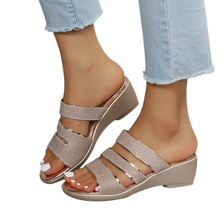 

Summer Ladies Lightweight Slippers Sandals Casual Wedge Heels Women s Shoes