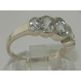 thumbnail image 3 of LBG British Made 18k White Gold Natural Aquamarine Womens Band Ring - 33 size options - Size 9.5, 3 of 6