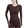 thumbnail image 2 of Women's Long Sleeve Tops Cropped Turtle Neck Workout Base Shirts Casual Base Layer Yoga T-Shirts Y2k Undershirt, 2 of 6