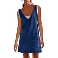 thumbnail image 3 of Salopette Courte en Denim pour Femmes, Bretelles Réglables, Jupe-Short à Taille Haute, Combinaison-Robe Décontractée en Jean, Bleu Foncé, m, 3 of 9