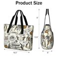 thumbnail image 3 of Tote Bag for Women - Beige Halloween Skull Pumpkin Pattern Shoulder Bag - Large Utility Work Duffle Bag with Zipper Handbag for Travel, Work, Sprots, 3 of 5