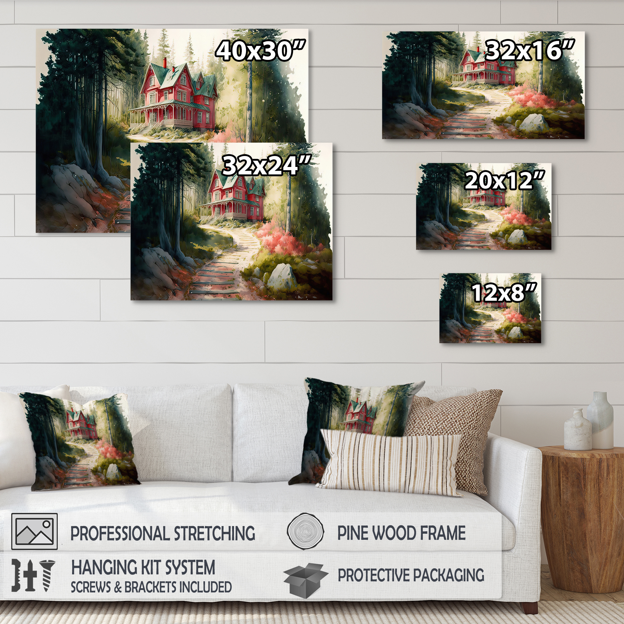 Designart Charming Red Cottage IV Canvas Wall Art