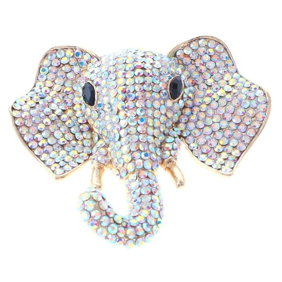 Large Crystal Elephant Brooch
