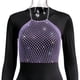 thumbnail image 3 of Playeras,Blusas y Tops,Ropa para Mujer Mujeres Negro Tank Top Diamante de imitación Muslo Club Sujetador sexy Diamante Chaleco Sisa Top corto Malla Crop Tank Chaleco (Purple, L), 3 of 4