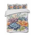 thumbnail image 2 of Quilts Twin XL Size, Spring Floral Succulents Soft Comforter Bedding Set for Bed, Summer Watercolor Botanical Flowers Lightweight Quilted Bedspread with Pillow Cover(2 Pieces), 68x98 Inch, 2 of 6