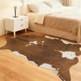 thumbnail image 2 of SARAG Faux Cowhide Rug for living room and bedroom Machine washable yellow-white 5 x 6.2ft, 2 of 7