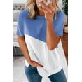 thumbnail image 1 of Women's Sky Blue Crew Neck Colorblock Tee, 1 of 15