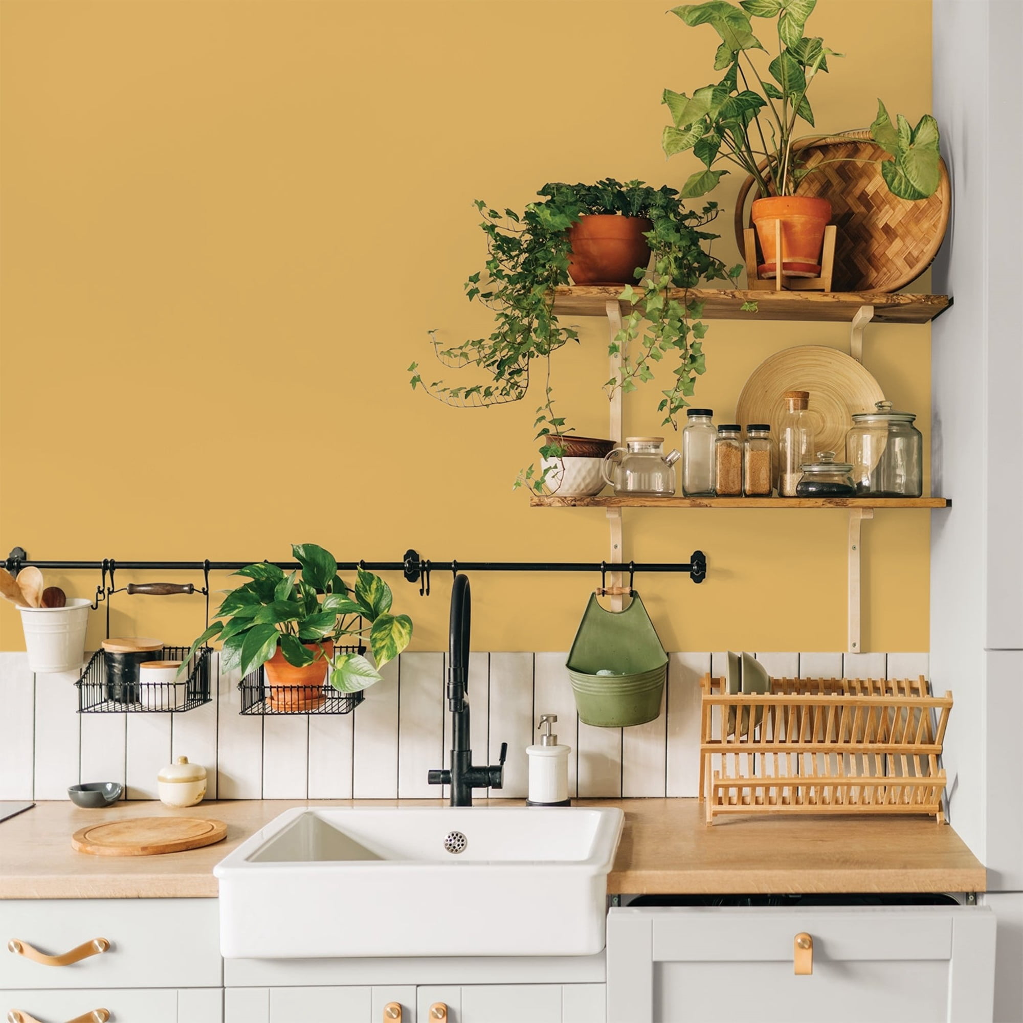 Glidden One Coat Butterscotch Bliss / Yellow Eggshell Interior Paint with Primer, 1 Gallon