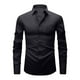 thumbnail image 2 of pstuiky manga larga de hombre, Camisa informal de color liso con botones, manga larga, cuello vuelto, transpirable y elástica para hombre Tops de talla grande para hombre xxl, 2 of 5