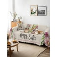 thumbnail image 3 of Easter Gnomes Couch Cover, Spring Floral Colorful Eggs Leaves Beige Sofa Cover Blanket for 2 Seat Cushion, Sectional Sofa Slipcover Furniture Protector for Living Room Bedroom 71''x102'', 3 of 9