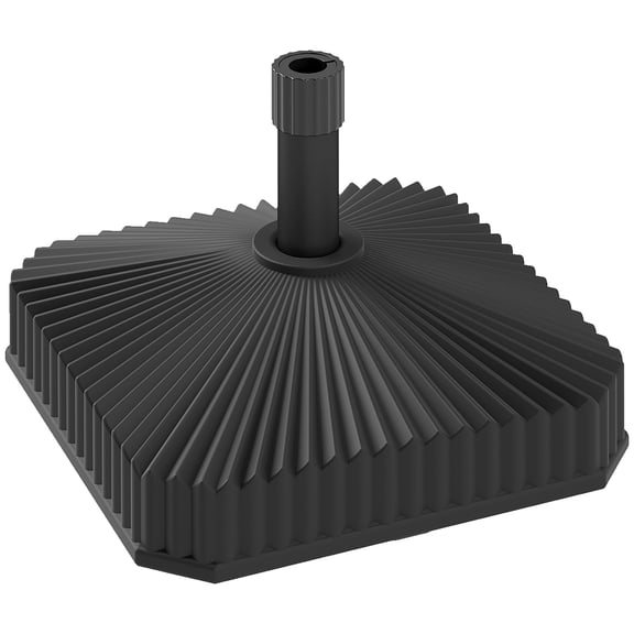 Fillable 42 lbs Black Square HDPE Patio Umbrella Base, for 1.26", 1.34" & 1.5" Poles