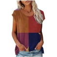 thumbnail image 2 of DailyTrove 3. Women's Two-Tone Contrast Short Sleeve Tank - V-Neck Casual Top, Minimalist for, 2 of 4