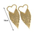 thumbnail image 5 of OPOLSKI 1 Pair Drop Earrings Shining Long Tassel Glitter Temperament Love Heart Full Rhinestone Ear Studs Dangle Earrings Silver, 5 of 7