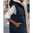 thumbnail image 4 of FreshPretty Fall Long Puffer Vest Women Sleeveless Hooded Reversible Fleece Sherpa Jacket Zip Up Winter Coat Outerwear Vests, 4 of 5