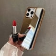 thumbnail image 4 of For iPhone 15 Mirror Phone Case,for Women Girls,Makeup Cute Luxury Glossy Mirror Back,Ultra Slim Shockproof Anti-fall Drop Protection,Electroplated Frame Design,Rugged Phone Case,Pink, 4 of 10