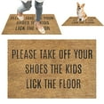 thumbnail image 2 of Clearance Sale! Pedty Polyester Carpet,1X Doormat,Please Take Off Your Shoes Children Will Lick The Floor. Fun Welcome Doormat Housewarming Gift, 2 of 9