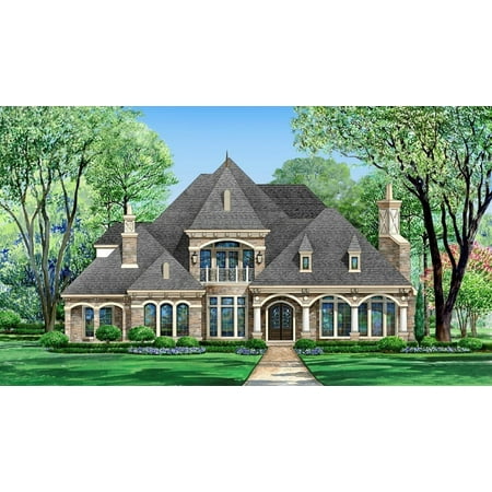 015-876: Luxury Castle 4 Bed, 5 Bath Luxury Home Plan, 5900 Sq Ft: Full Blueprints with License to Build by Home Plan Marketplace - Lesuto