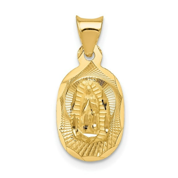 Auriga 14k Yellow Gold Polished D/C Lady Of Guadalupe Oval Pendant for Women