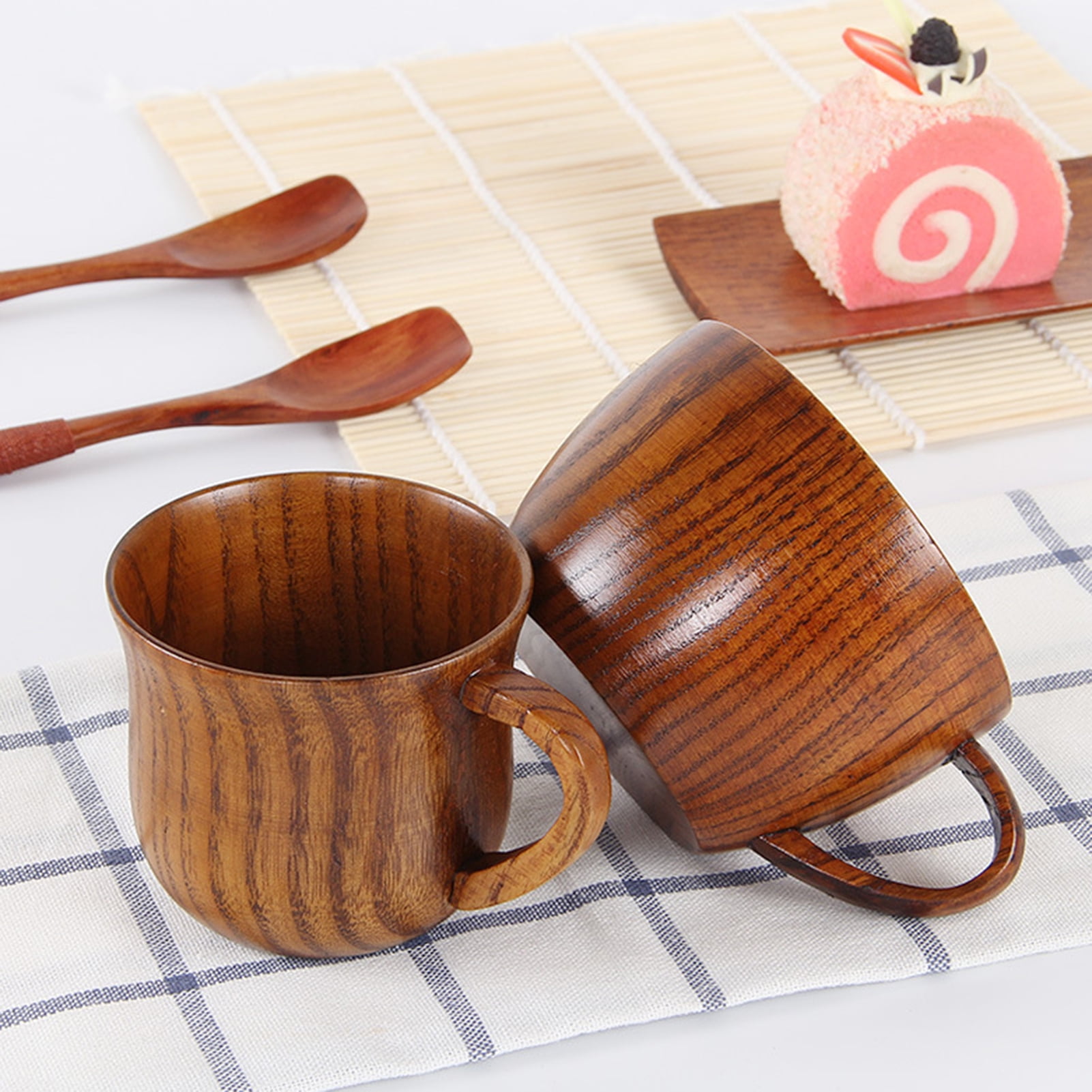 SPRING PARK Wood Coffee Cup,Handmade Tea Mugs,Wooden Drinking Cup for