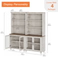 thumbnail image 3 of WAMPAT Farmhouse Bookcase, Bookshelf with Glass Doors, Large Wood Display Book Shelf with Adjustable Shelves and Storage Cabinet for Living Room, Bedroom, Library, Office, Rustic White (2PCS), 3 of 7