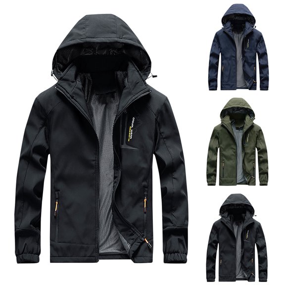 HAPIMO Sales Men's Soft Shell Outdoor Jacket Waterproof Stain-Resistant Wind-Resistant Multi Pocket Zipper Casual Warm Jacket Hooded Outwear Green M