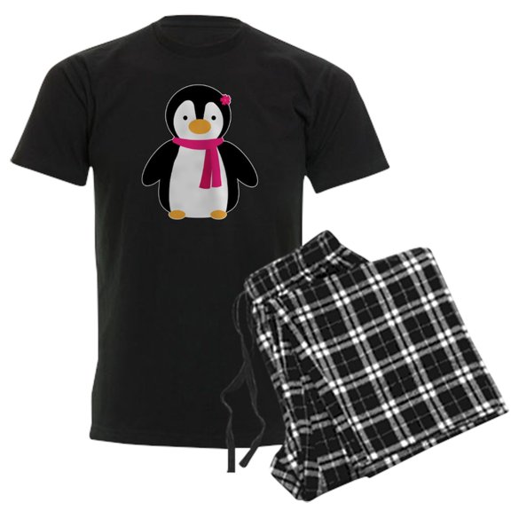 CafePress - Pink Penguin Men's Dark Pajamas - Men's Dark Loose Fit Cotton Pajama Set