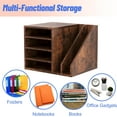 thumbnail image 2 of Wood Desk Organizer File Holder, Wooden Mail Organizer Countertop with Adjustable Compartments, Desktop File Organizer Paper Sorter for Home, Office and School, Envelope Organizer, Brown, 2 of 7