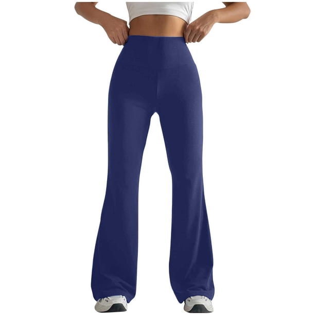 Pantalones de yoga de cintura alta y talle alto para mujer - Pierna ancha, poliéster/spandex, tallas S-XXL, aptos para fitness/casual, secado rápido, alta elasticidad
