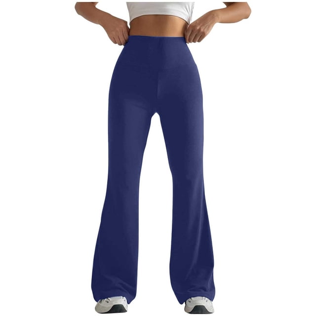 Pantalones de yoga de cintura alta y talle alto para mujer - Pierna ancha, poliéster/spandex, tallas S-XXL, aptos para fitness/casual, secado rápido, alta elasticidad