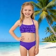 thumbnail image 2 of mgoYE Girl Swimsuit Size 10-12 Girls Tankini Swimsuits 2 Piece Criss Cross Ruched Swimwear Printed Swim Shorts Girl Bathing Suit(Dark Purple,11-12 Years), 2 of 4