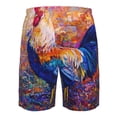 thumbnail image 6 of Kll Rooster Oil Painting Men'S Casual Summer Beach Shorts Hawaiian Shorts With Pockets-X-Large, 6 of 9