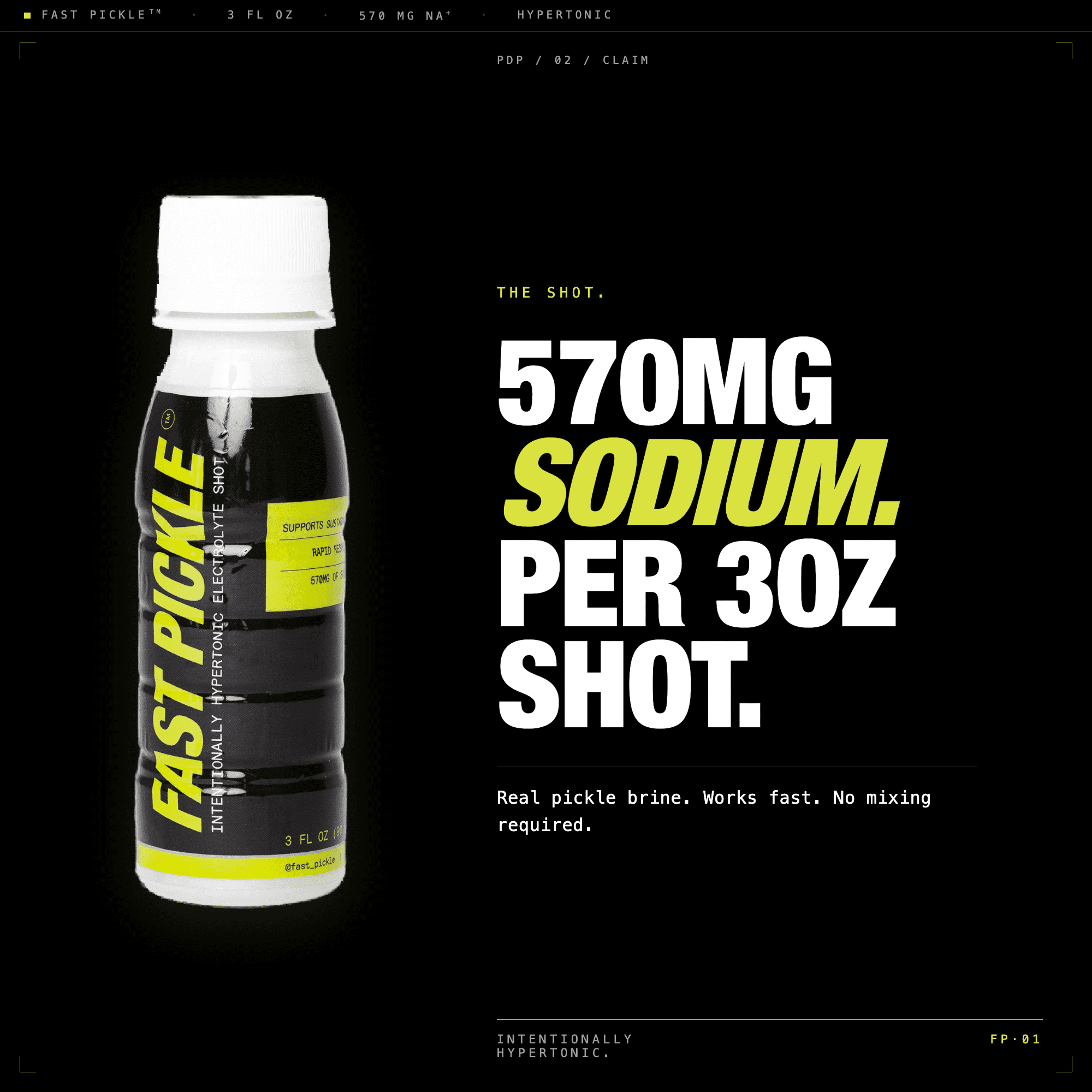 Fast Pickle Juice Pickle Shots For Leg Cramps Relief - Hydration & Electrolyte Support, No Sugar, Natural Ingredients - 3 Oz, 24 Pack