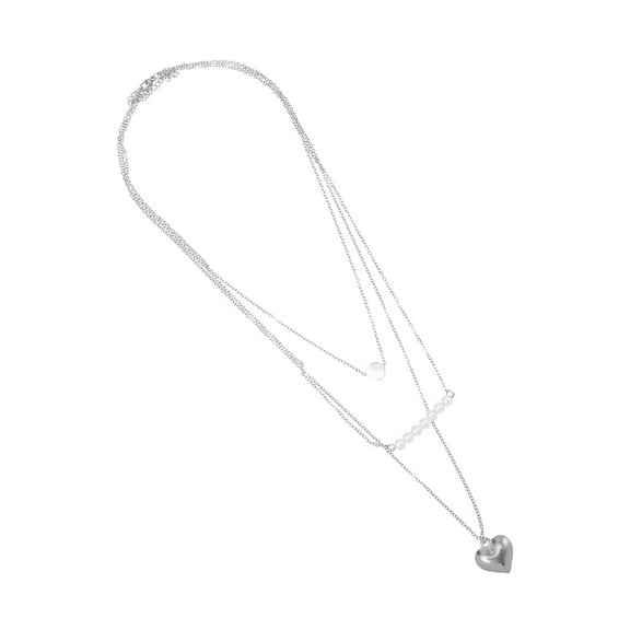 Raindrops Layered Heart Necklace Stainless Steel 1 Set Jewelry Women