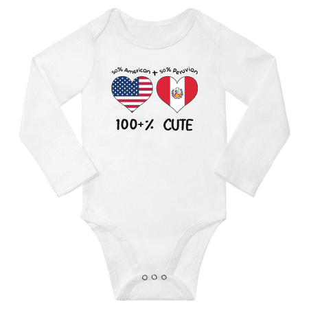 

50% American + 50% Peruvian = 100+% Cute Baby Long Slevve Jumpsuits (White 3-6 Months)