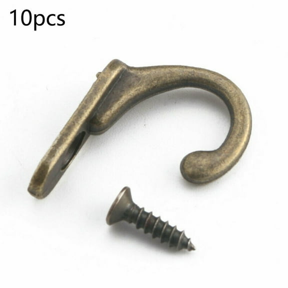 10Pcs Antique Brass Wall Mount Hooks Key Holder Clothes Coat Rack Hanger Decor